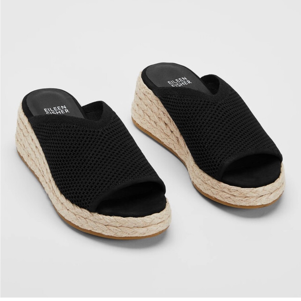 Eileen Fisher Tali Recycled Stretch Knit Espadrille Wedge Sandal Size 8